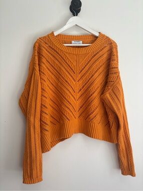 Old Navy Women's Open-Knit Chevron Sweater - Orange